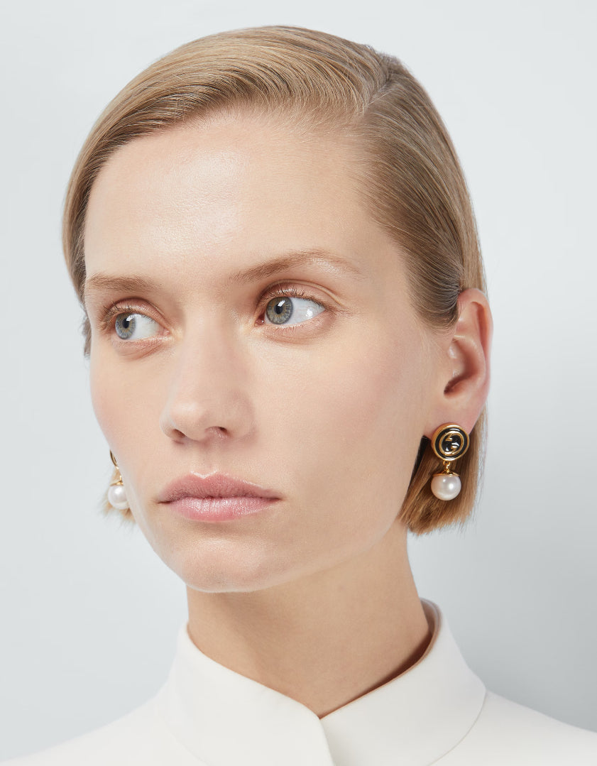 18K Gucci Double Blondie Pendant Earrings