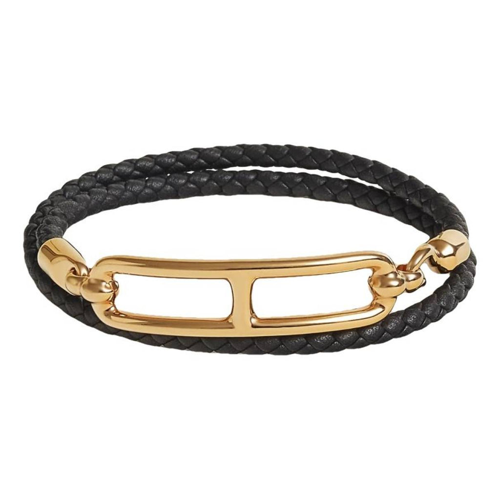 18K Hermes Roulis Double Tour Black Bracelet