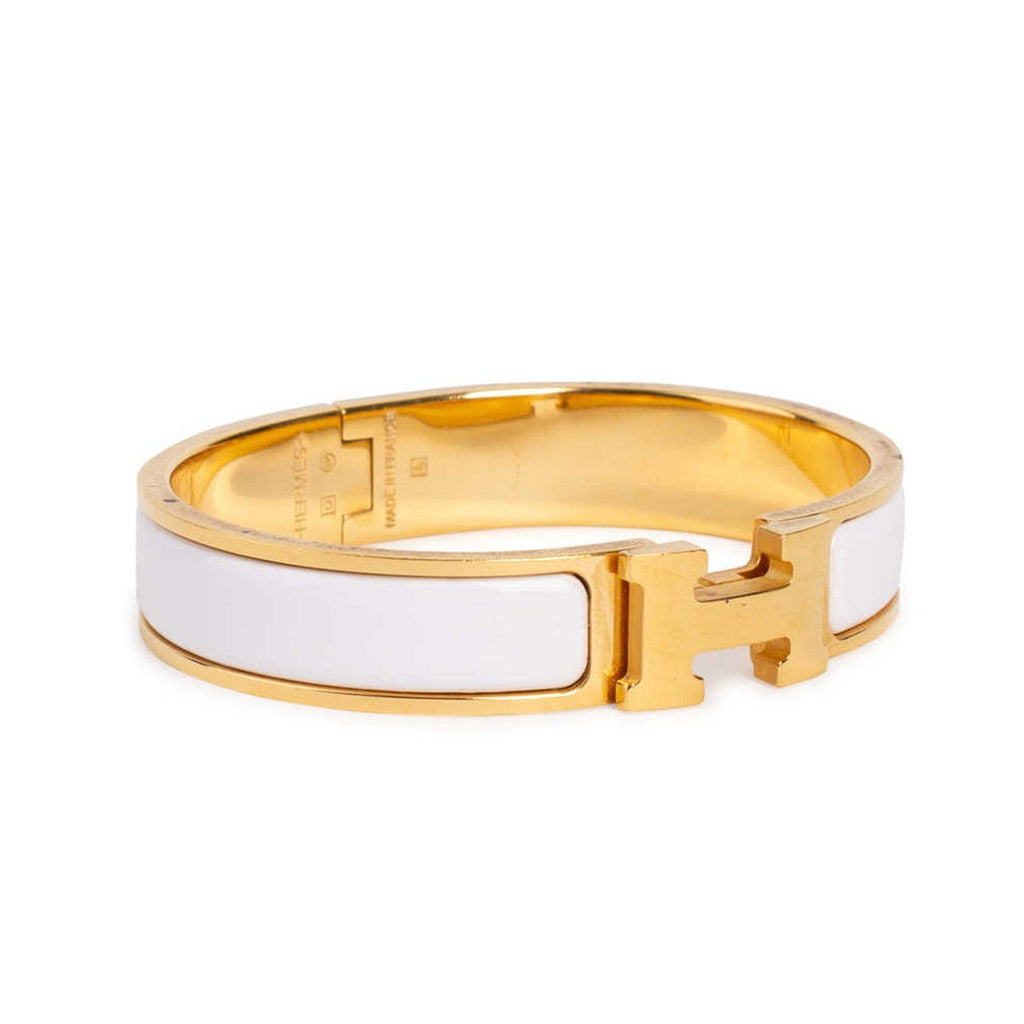 18K Hermes Clic White Bracelet