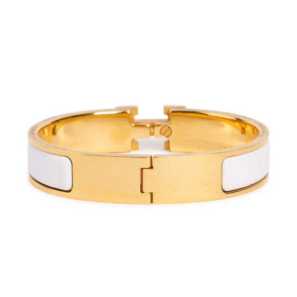 18K Hermes Clic White Bracelet