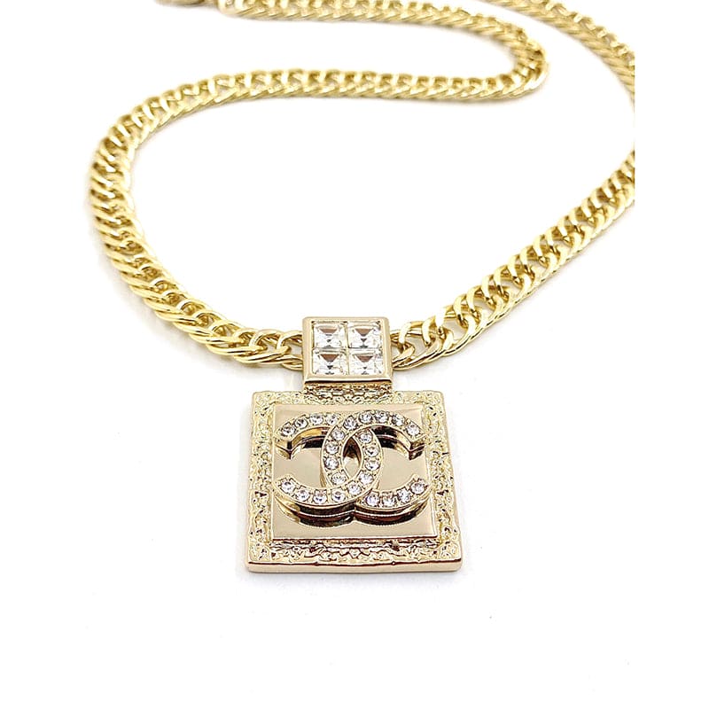 18K Chanel Metal & Diamond Pendant Necklace