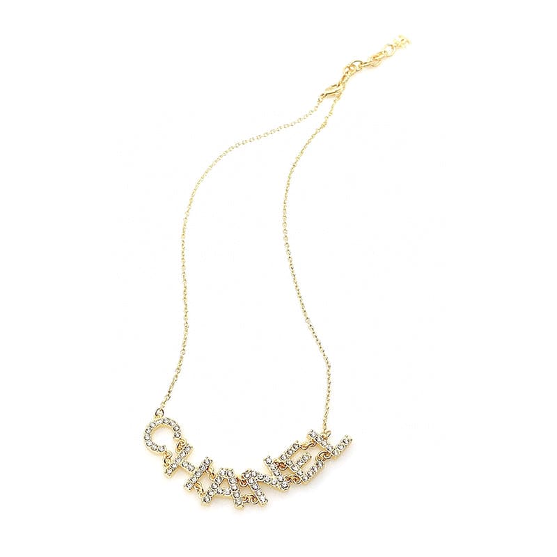 18K Chanel Crystal 90's Icon Logo Necklace