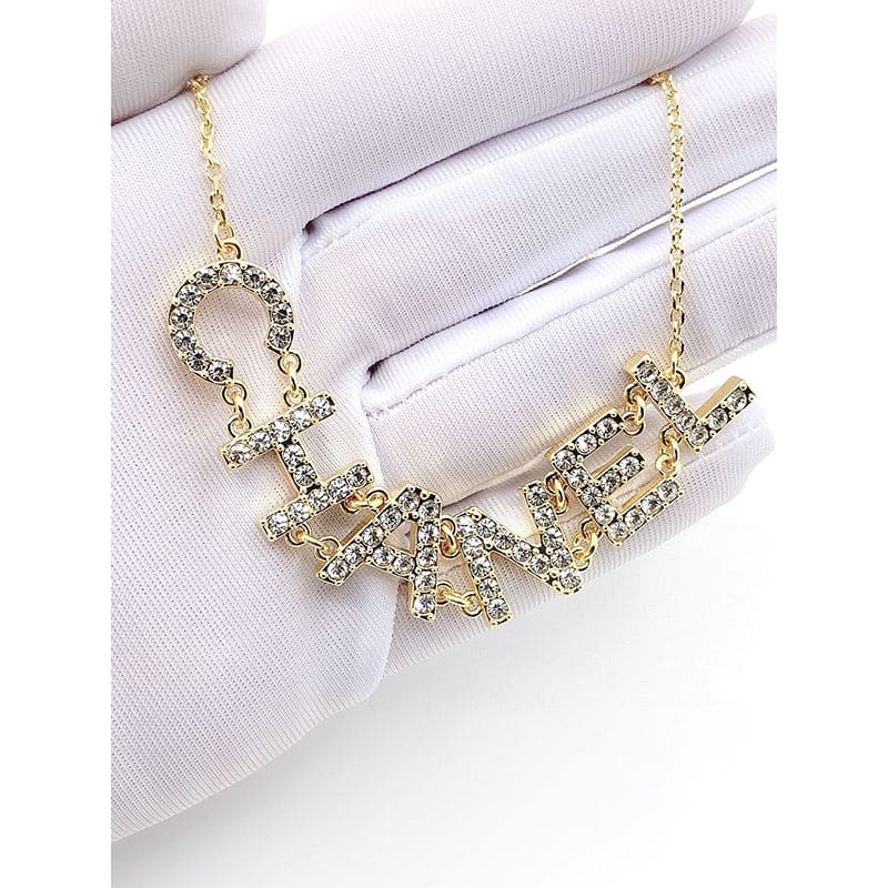 18K Chanel Crystal 90's Icon Logo Necklace