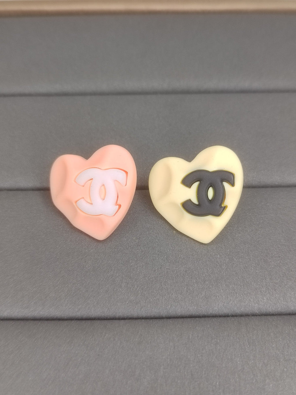 18K Chanel Pink & Yellow Resin Earrings