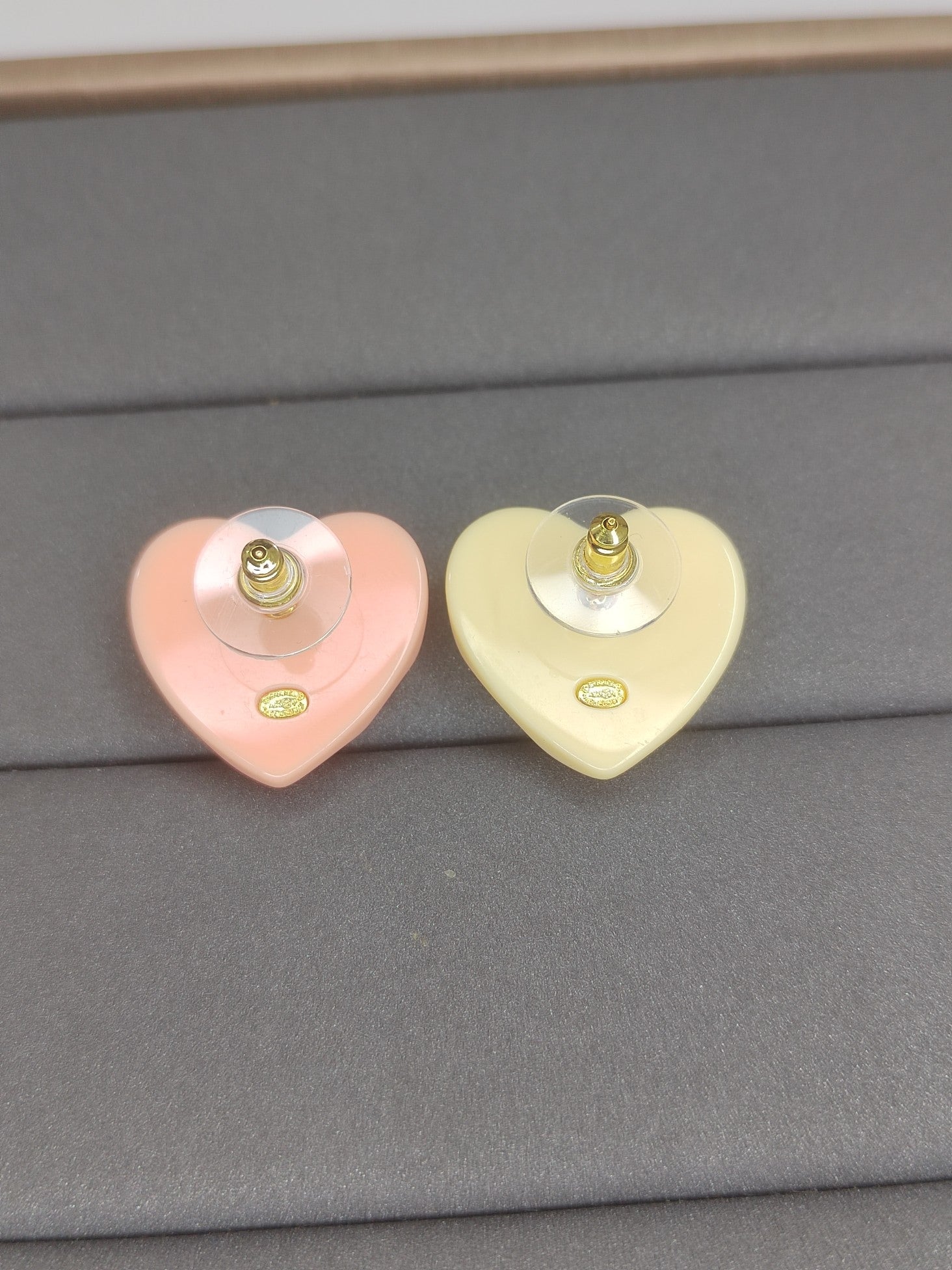 18K Chanel Pink & Yellow Resin Earrings