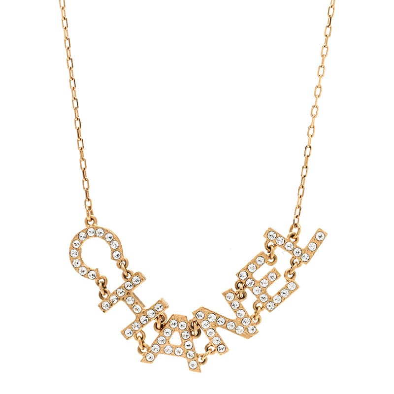 18K Chanel Crystal 90's Icon Logo Necklace