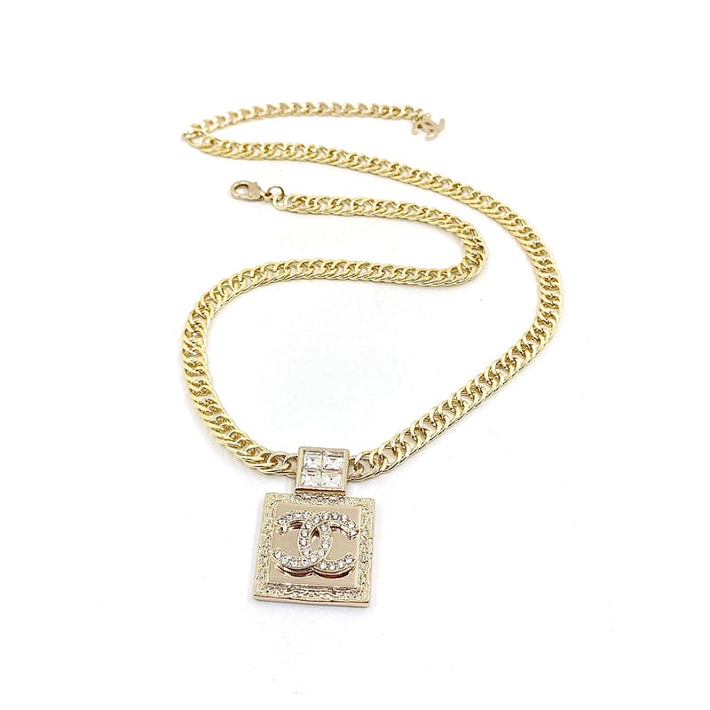 18K Chanel Metal & Diamond Pendant Necklace
