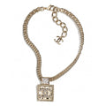 18K Chanel Metal & Diamond Pendant Necklace
