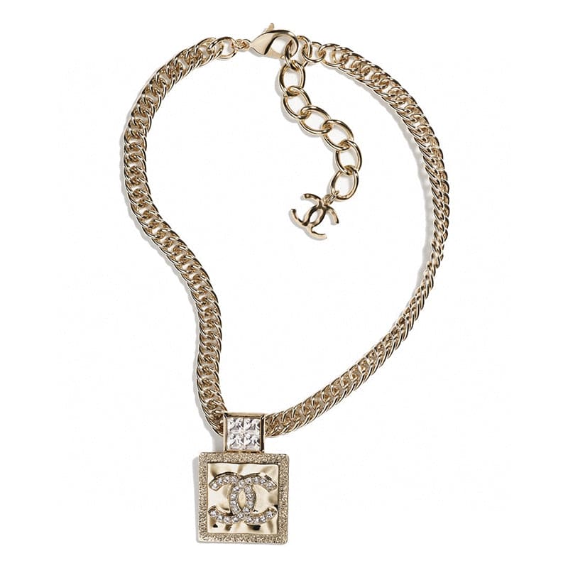 18K Chanel Metal & Diamond Pendant Necklace