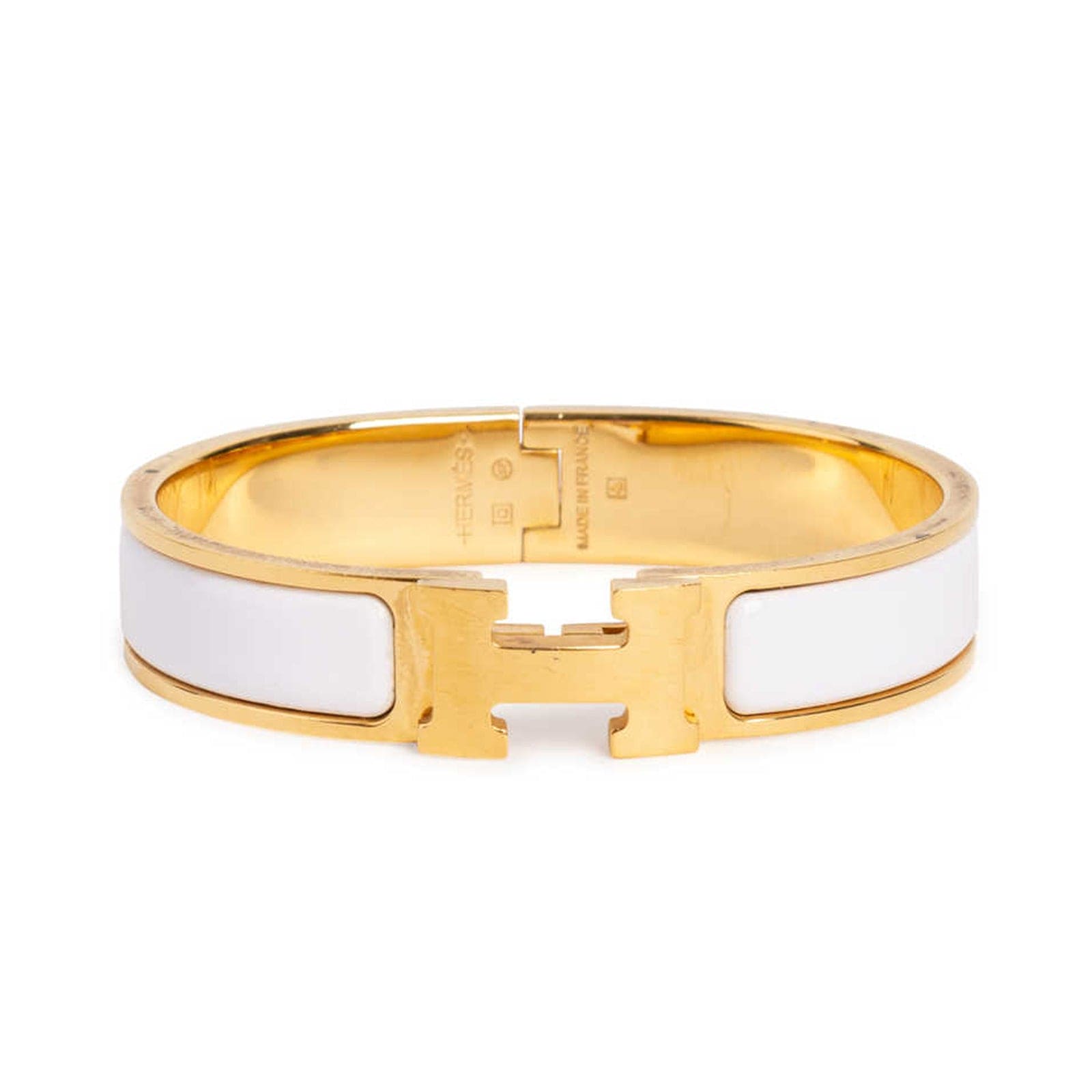 18K Hermes Clic White Bracelet