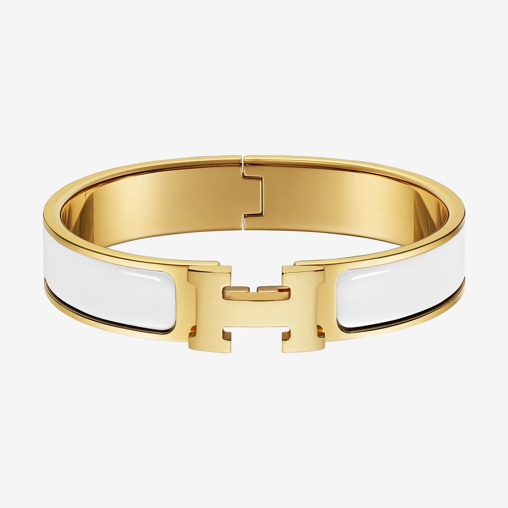 18K Hermes White Clic Bracelet