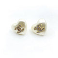 18K Chanel Pearl Heart Earrings