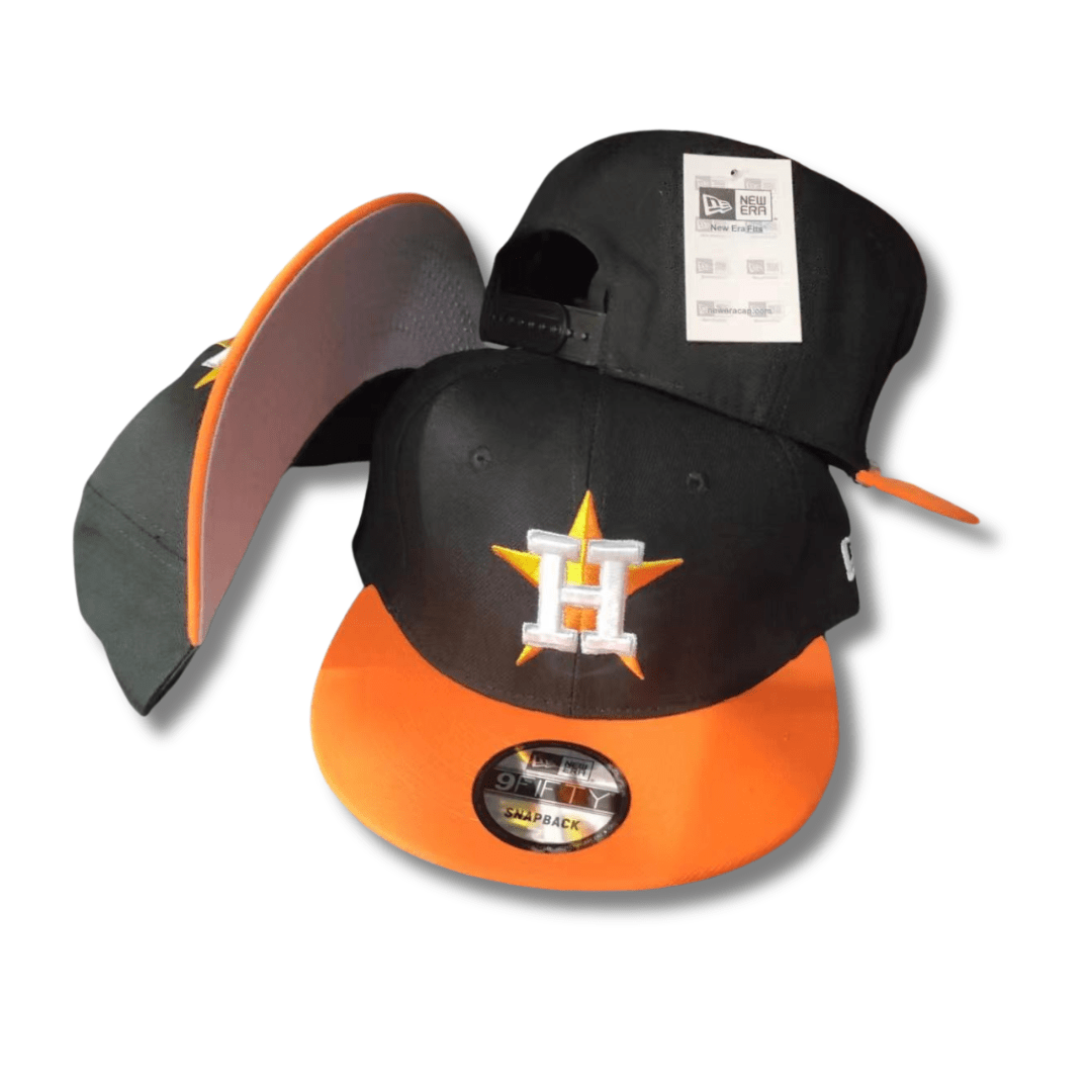 Houston Astros Black and Orange Hat with Star Logo - Snapback Cap