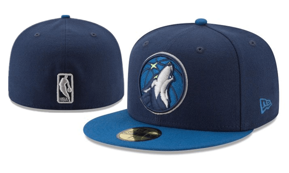 Minnesota Timberwolves NBA Snapback Cap with Embroidered Wolf Logo and Blue Brim – Navy
