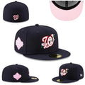 Washington Nationals Floral Black Fitted Hat with Pink Undervisor