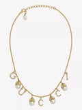 18K Gucci Double Logo Plaque Embellished Pearl Necklace