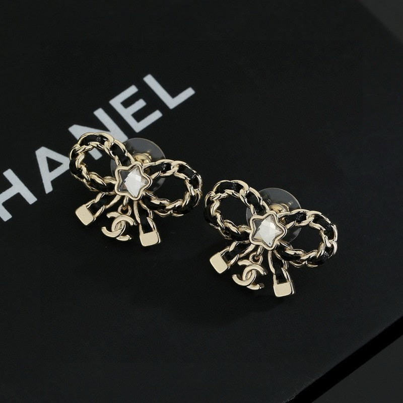 18K Chanel Butterfly Pendant Earrings