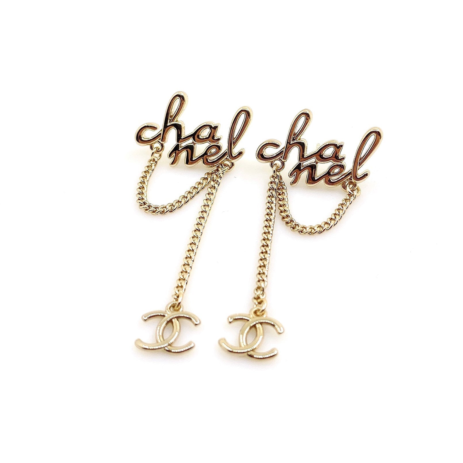 18K Chanel Letter Earrings