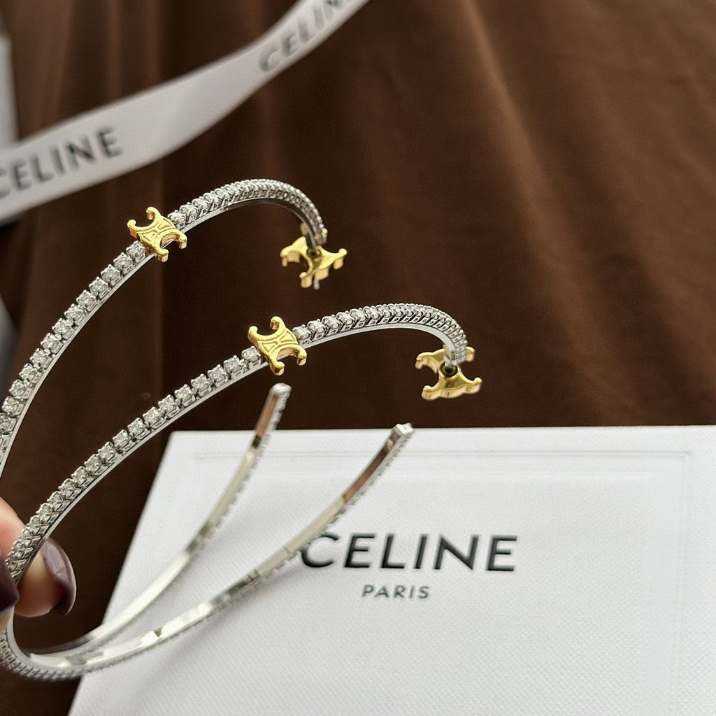 18K Celine Gourmette Crystals Earrings