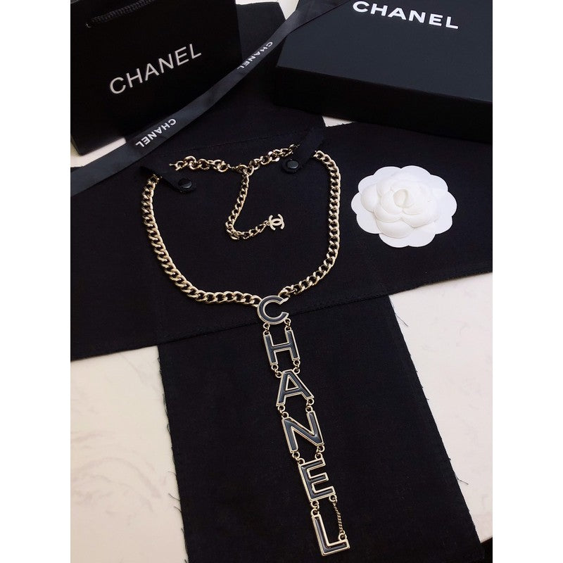 18K Chanel 22S Big Black Logo Necklace
