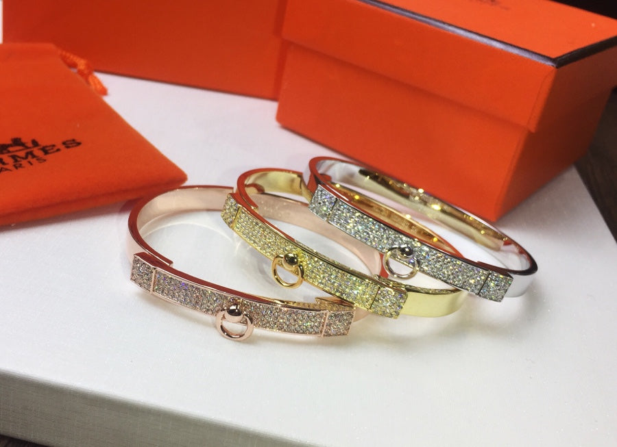 18K Hermes Collier De Chien Diamond Bracelet