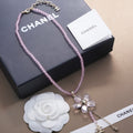 18K Chanel Purple Crystal Flower Necklace