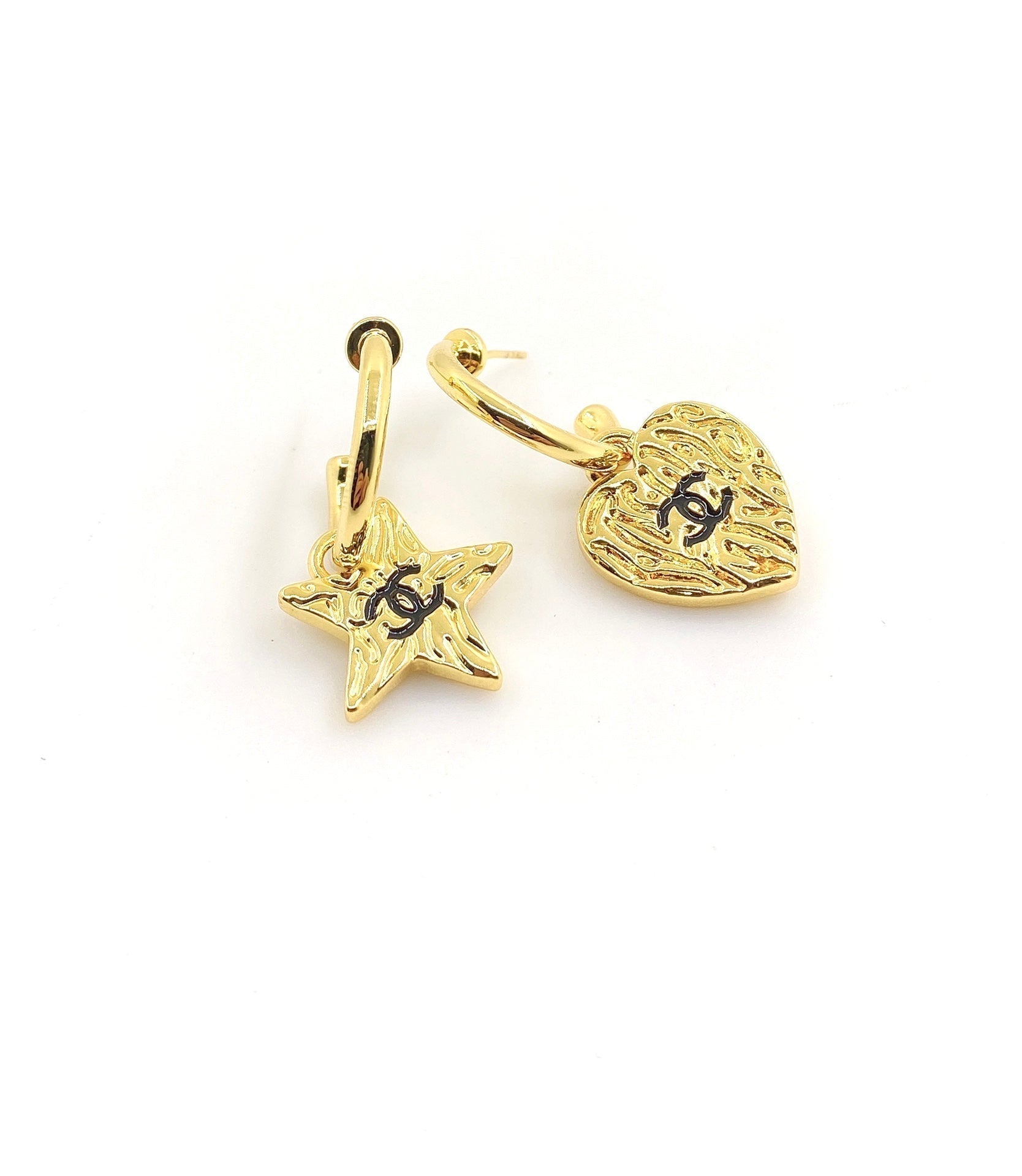 18K Chanel Heart Star Earrings