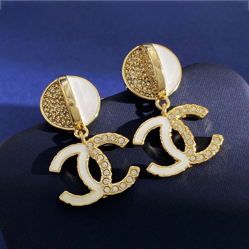 18K Chanel Half Diamond Earrings