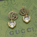 18K Gucci Double Crystal Pendant Earrings