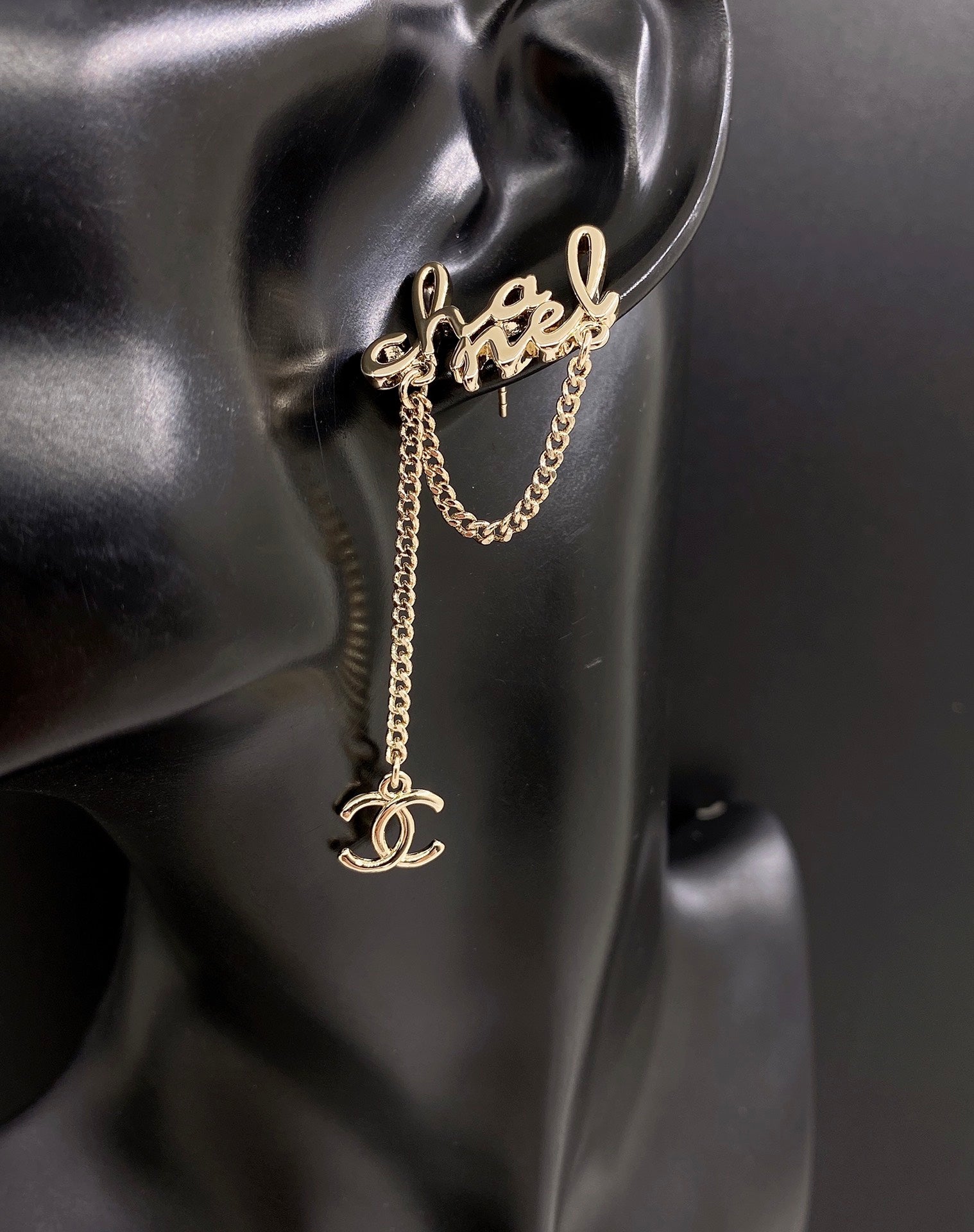 18K Chanel Letter Earrings