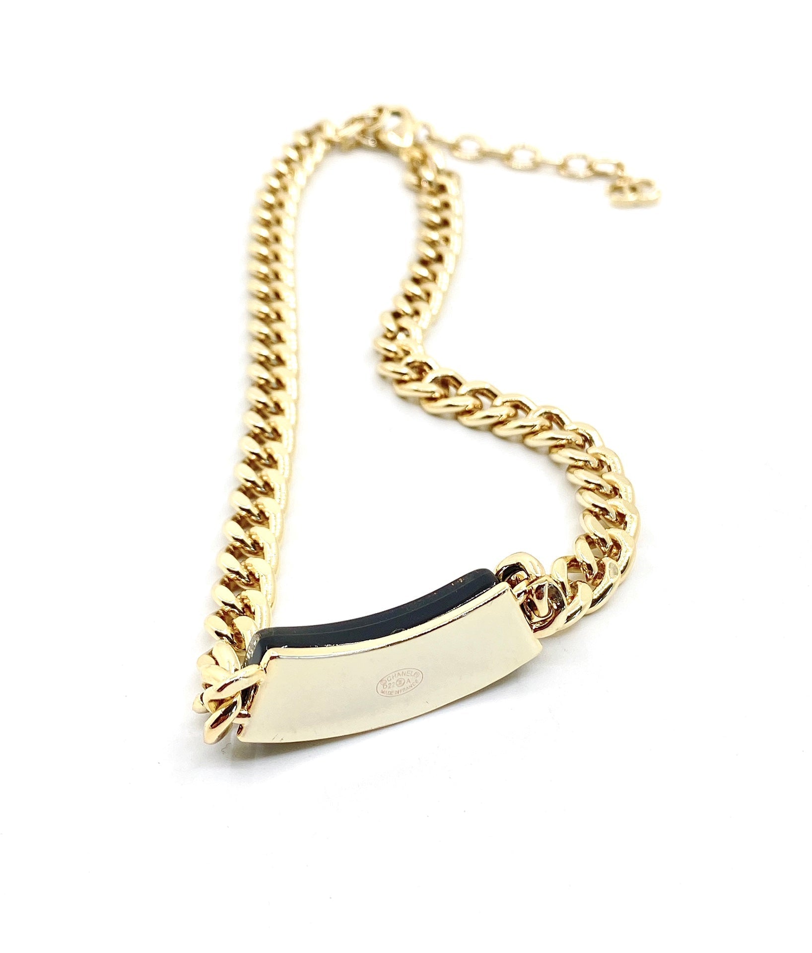 18K Chanel Black Logo Chain Necklace