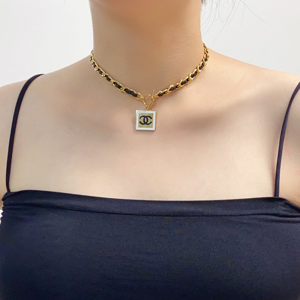 18K Chanel Leather Choker Necklace