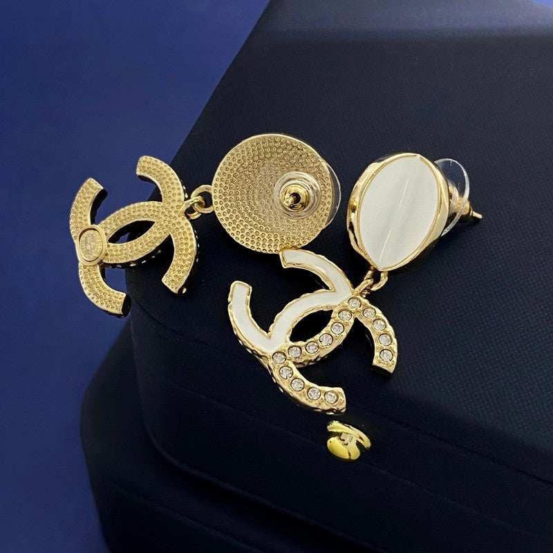 18K Chanel Half Diamond Earrings