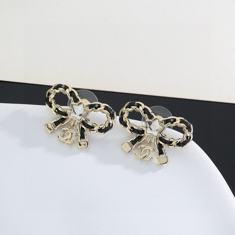 18K Chanel Butterfly Pendant Earrings