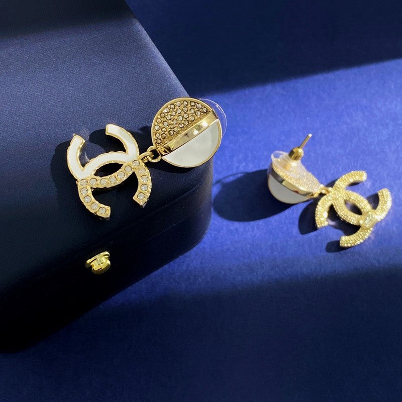 18K Chanel Half Diamond Earrings