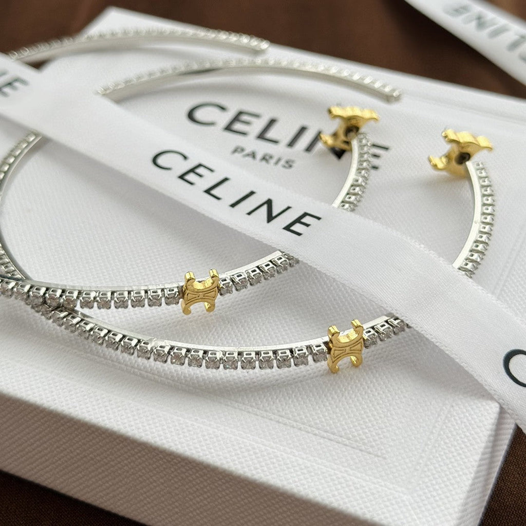 18K Celine Gourmette Crystals Earrings