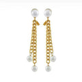18K Celine Chain Pearl Earrings