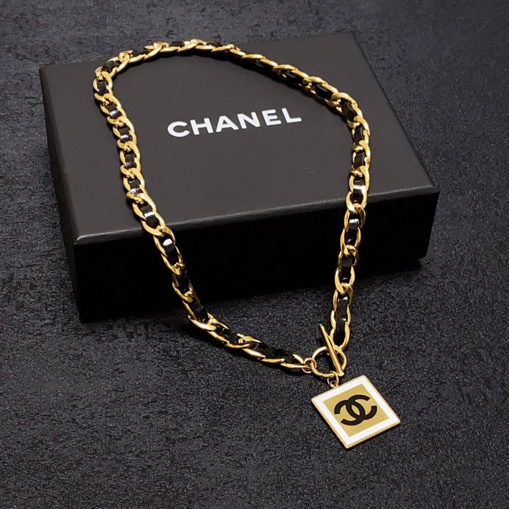 18K Chanel Leather Choker Necklace