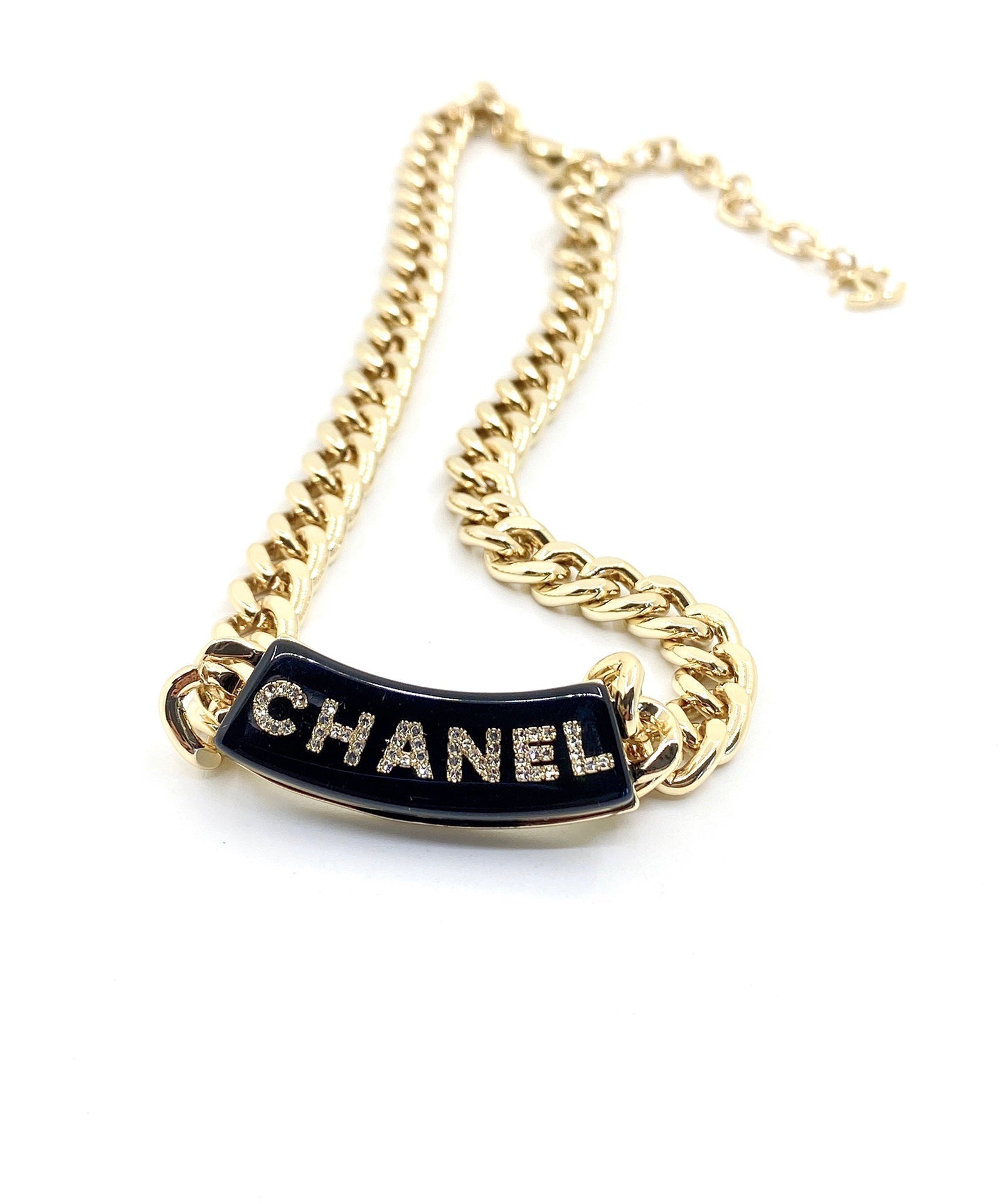 18K Chanel Black Logo Chain Necklace