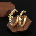18K Gucci Double Color Crystal Earrings