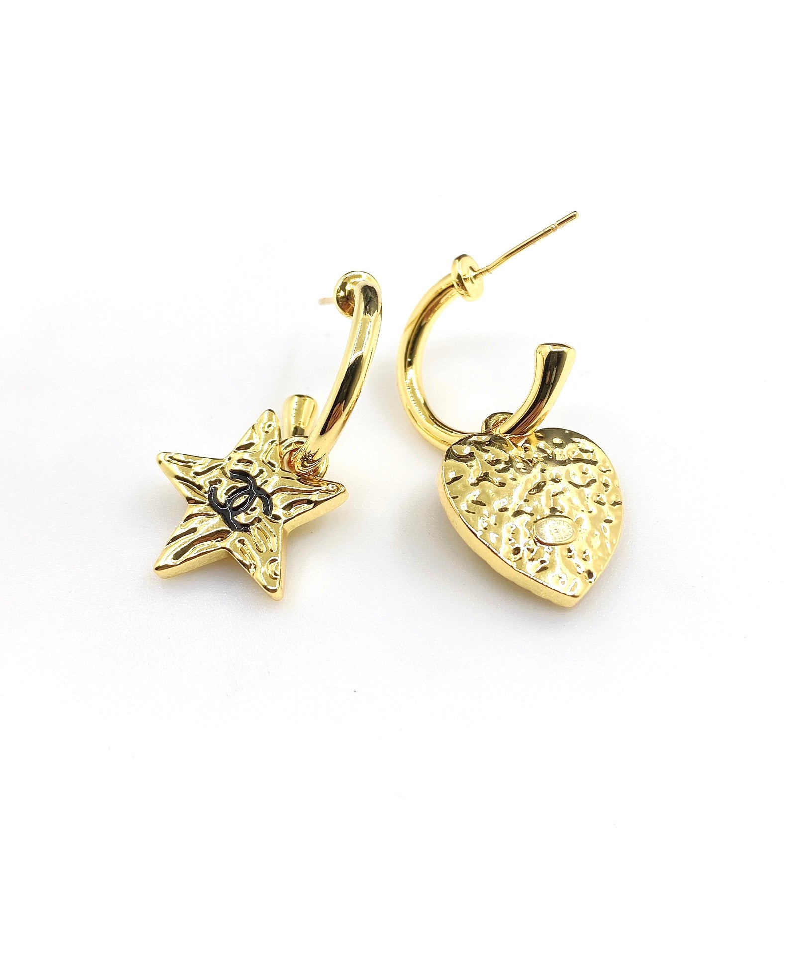 18K Chanel Heart Star Earrings