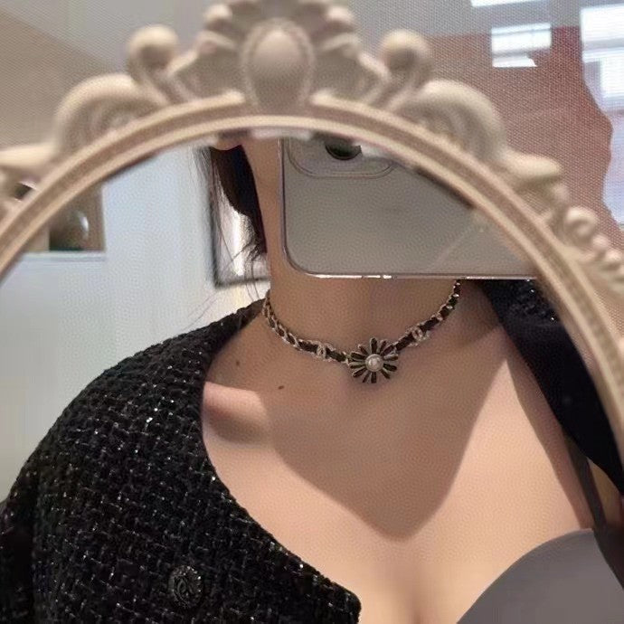18K Chanel Black Daisy Necklace