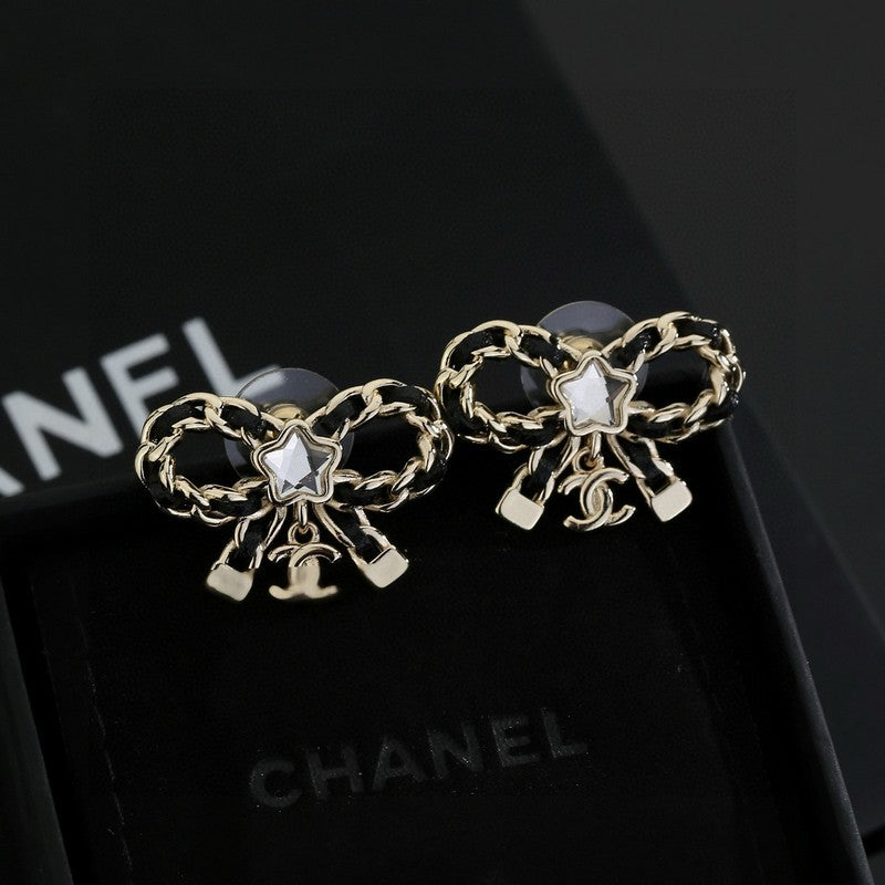 18K Chanel Butterfly Pendant Earrings