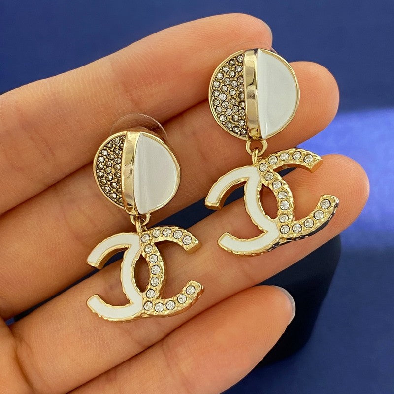 18K Chanel Half Diamond Earrings