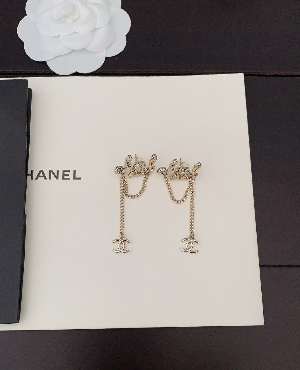 18K Chanel Letter Earrings