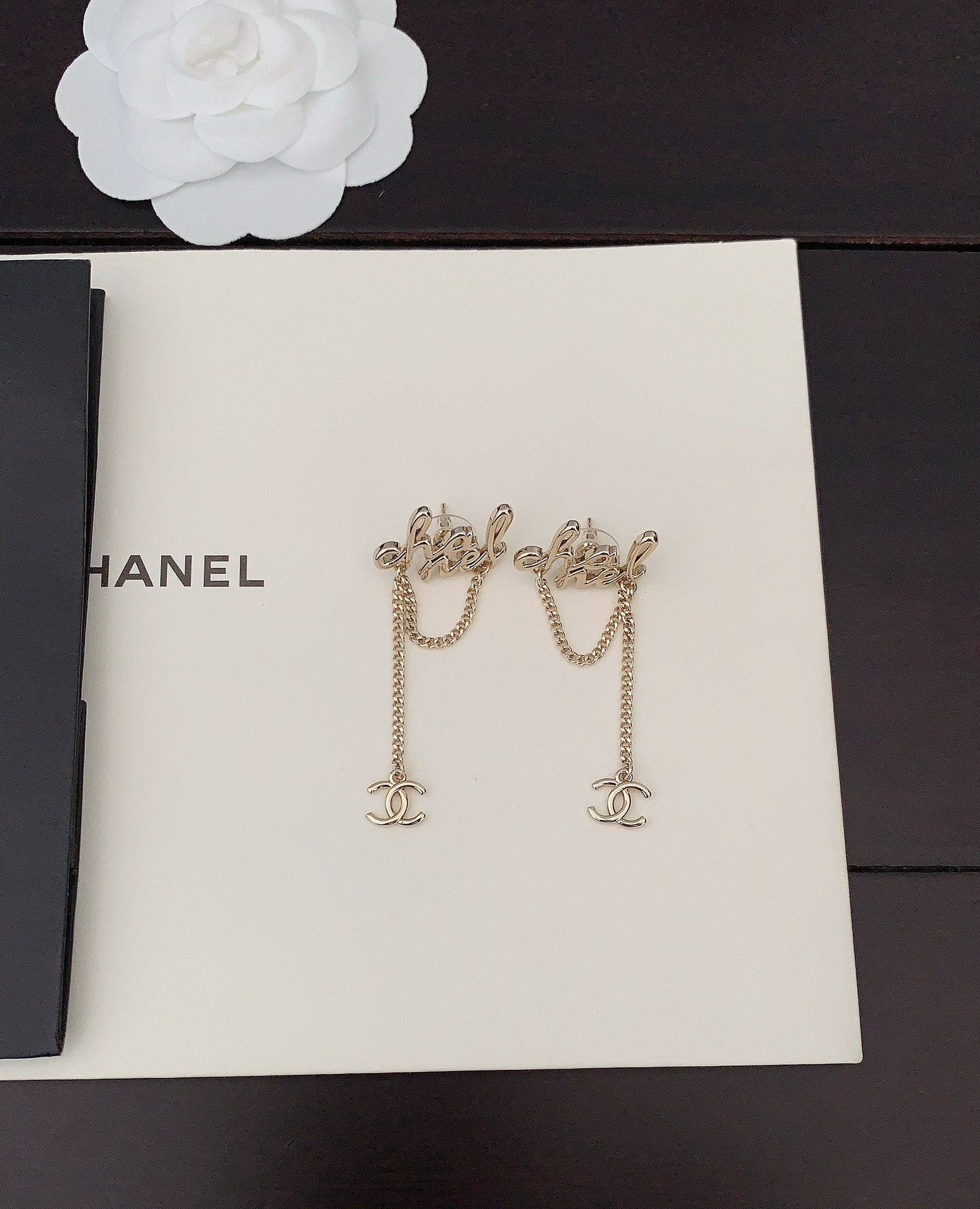 18K Chanel Letter Earrings