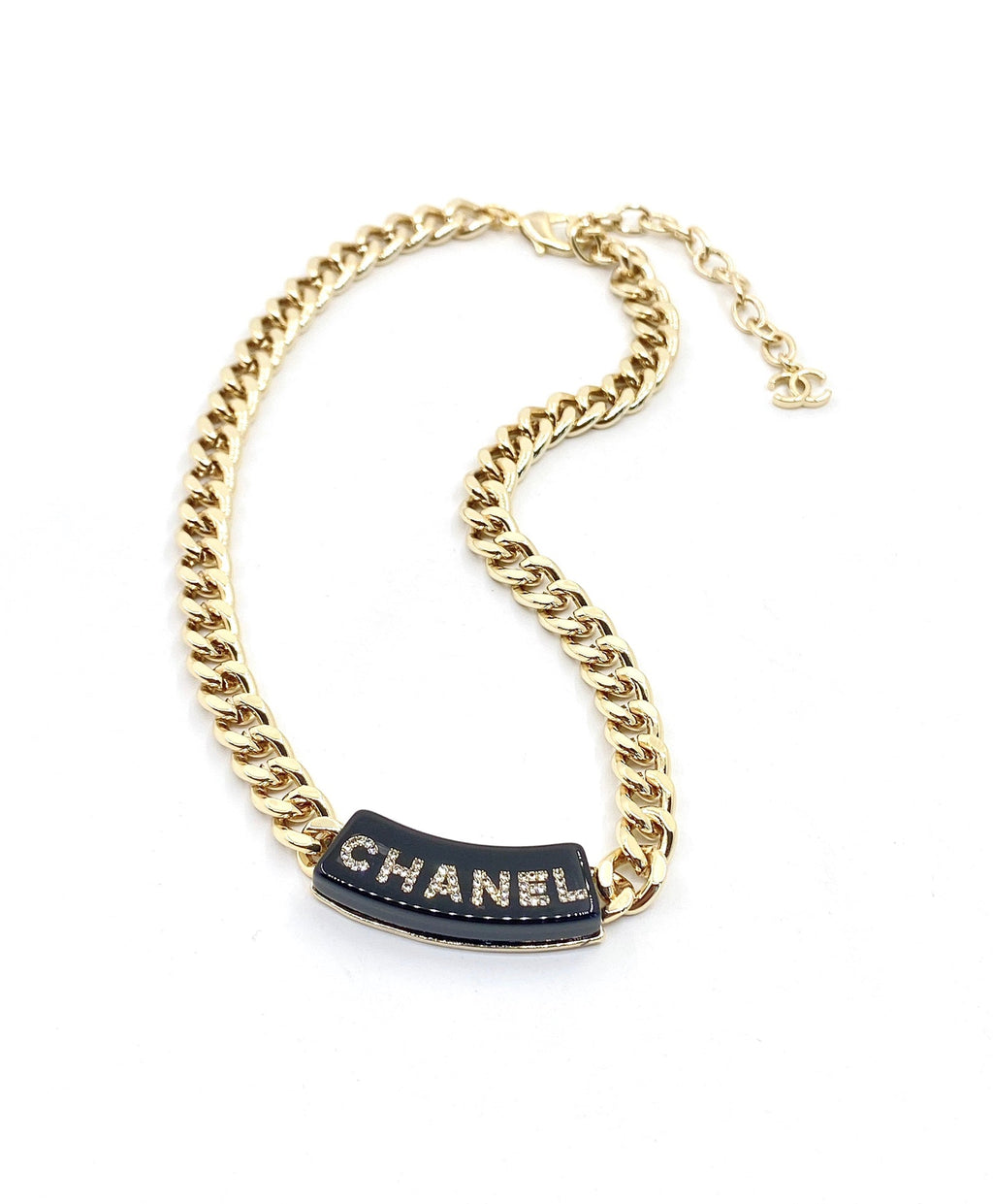 18K Chanel Black Logo Chain Necklace