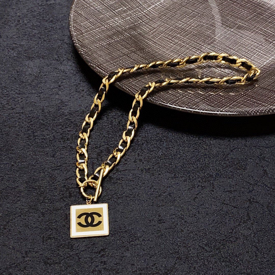 18K Chanel Leather Choker Necklace