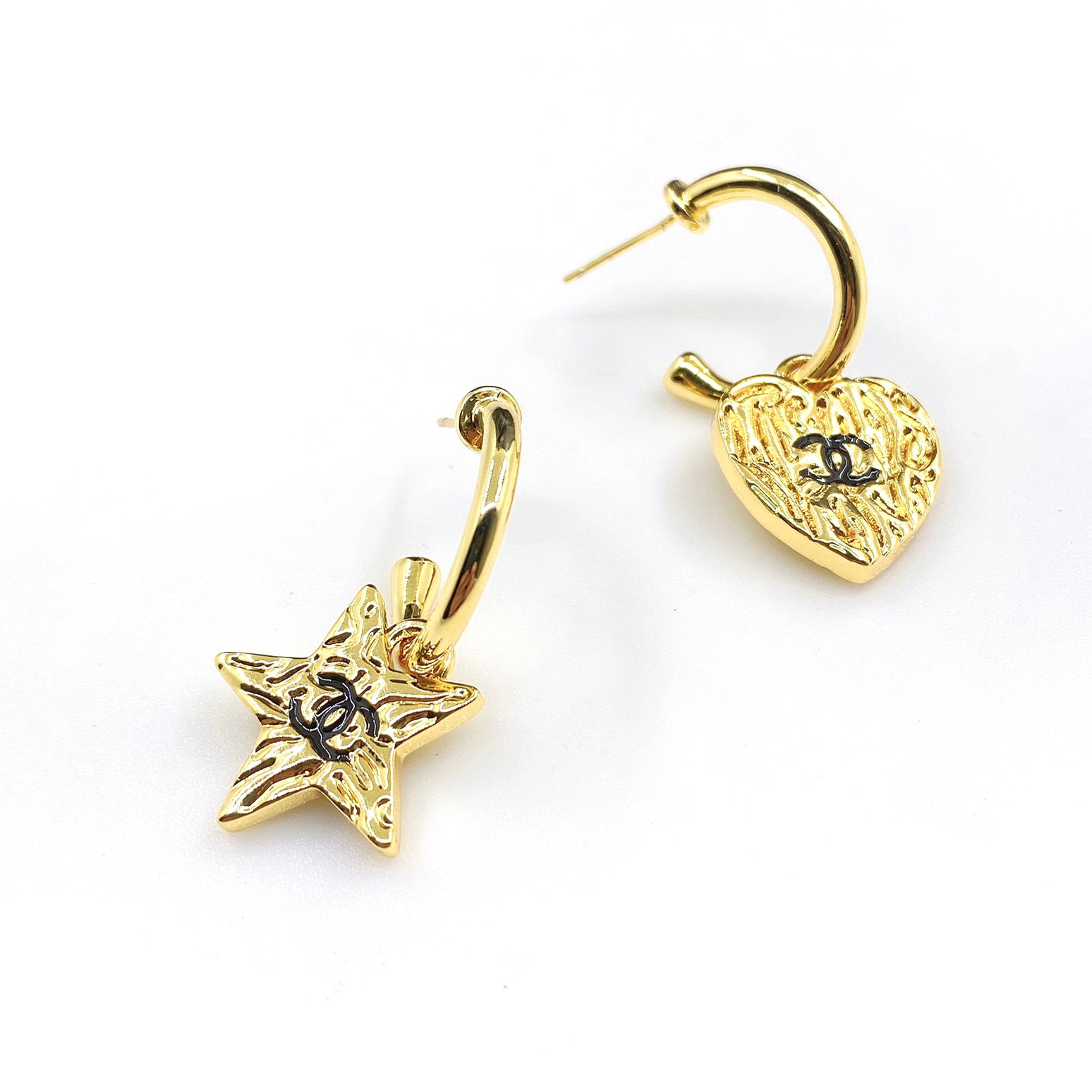 18K Chanel Heart Star Earrings