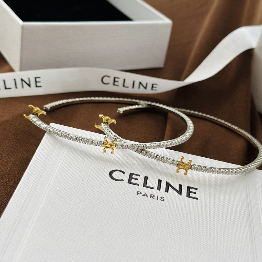 18K Celine Gourmette Crystals Earrings